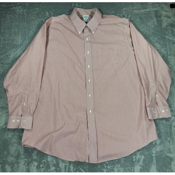 Brooks Brothers Other - Brooks Brothers Regent Dress Shirt Mens 18 4/5 Non-Iron Red White Stripe Cotton